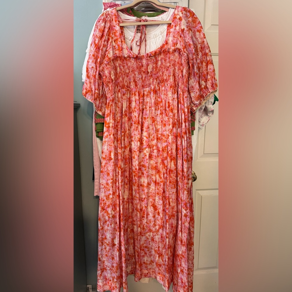 🩷🧡Anthropology Maeve Puff Sleeve Maxi Dress🧡🩷